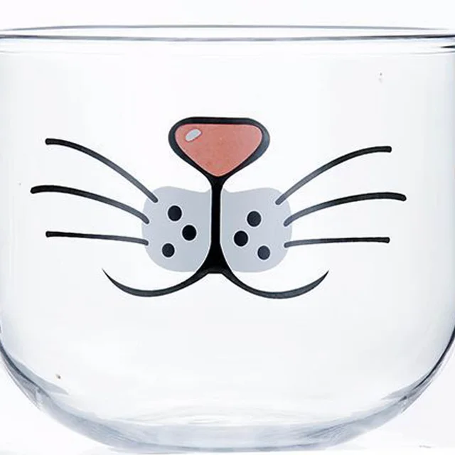 Glass Breakfast Milk Cup Funny Gift Cartoon Print Cup Black - Shop at LoveMi