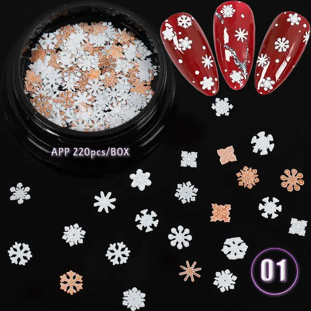 Ultra Thin Computer Chip Manicure Hollow Metal Chip English Letter Snowflake Christmas Nail Patch Default - Shop at LoveMi
