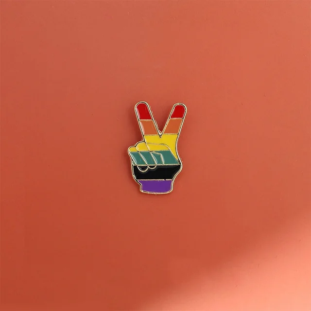 Bier Gesture Rainbow Brooch Cute Japanese Men and Women Metal Badge Pin Color - Shop at LoveMi