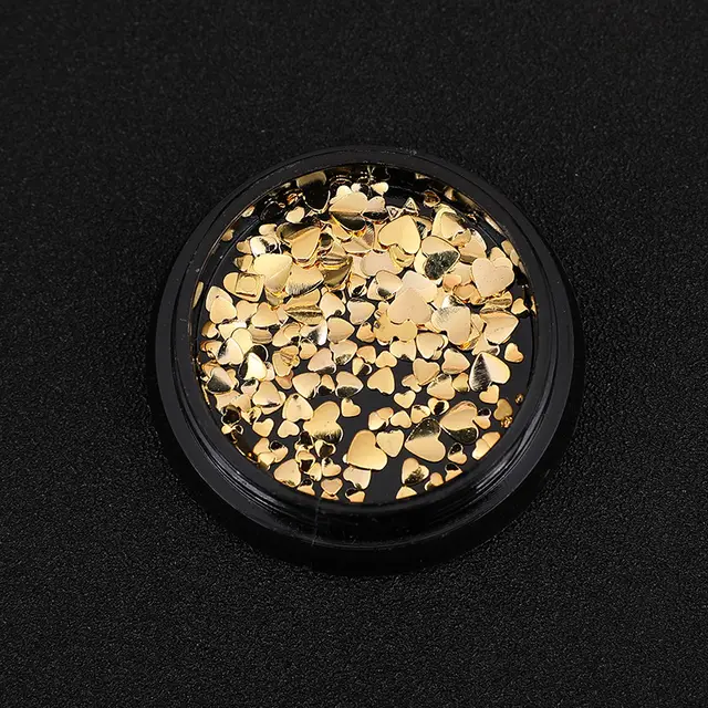 WAKEFULNESS 1Box Heart Shape Metal Studs For Nails Charms Gold Silver Ultra thin 3D Copper Golden Love - Shop at LoveMi