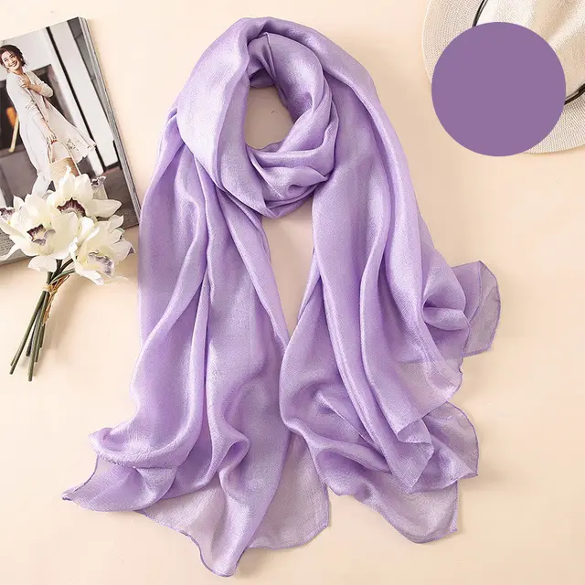 Silk Scarf Women'S All Match Western Style Thin Scarf Gauze Collocation Suit Coat Lavender - Shop at LoveMi