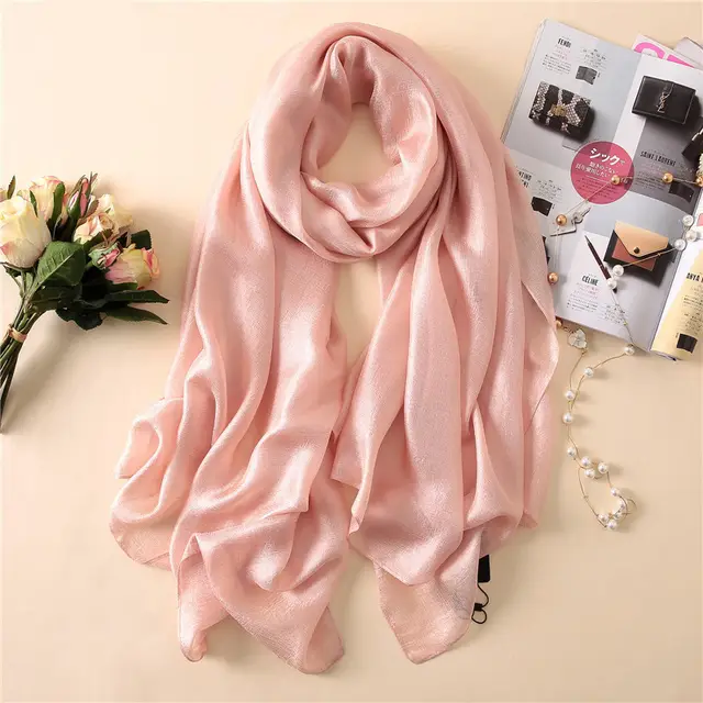 Silk Scarf Women'S All Match Western Style Thin Scarf Gauze Collocation Suit Coat Meat Powder - Shop at LoveMi