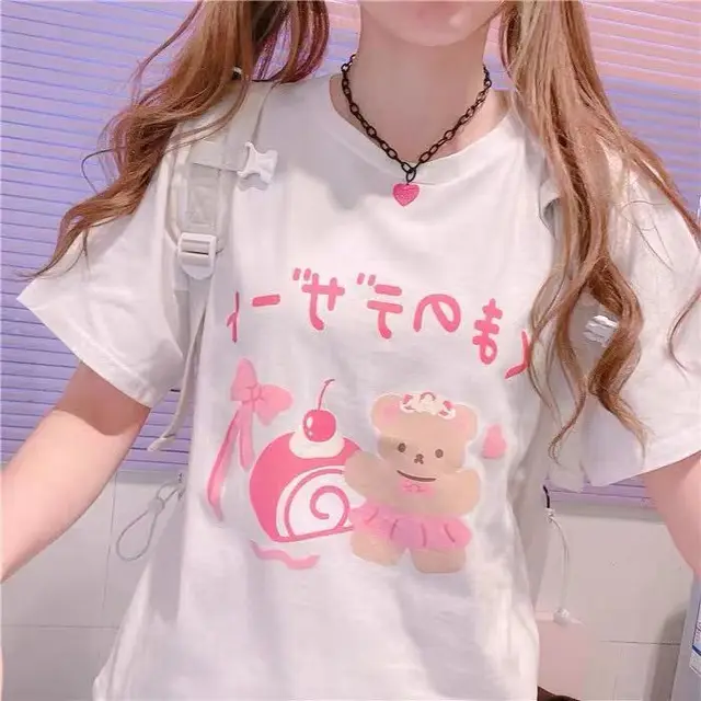 Cartoon Cute Print Girl Short Sleeve - Shop at LoveMi