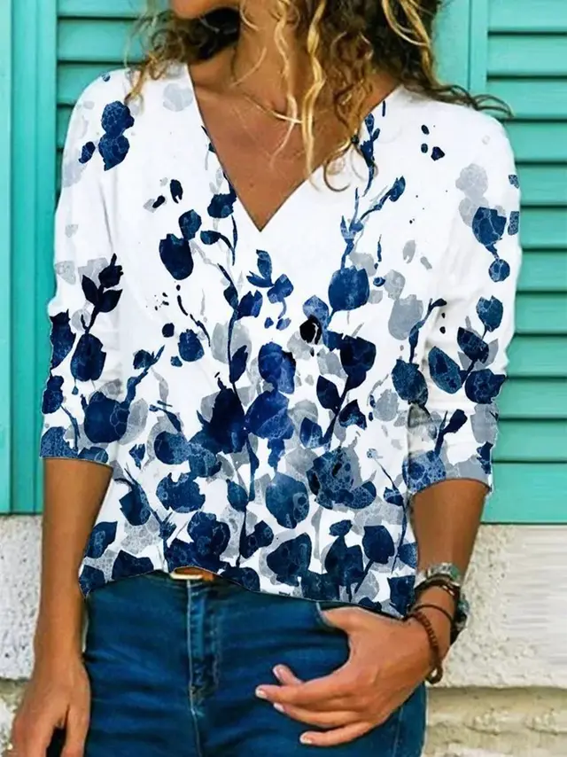 Loose T shirt Short Sleeve Shirt Fashion Print Top White - Shop at LoveMi