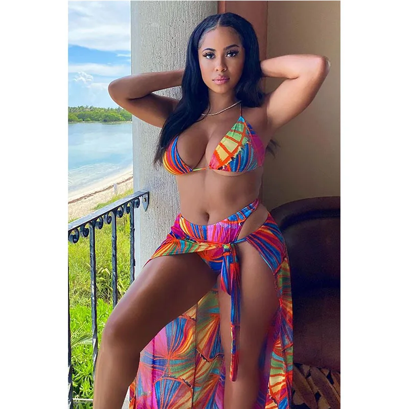 Swimsuit Sexy Sandy Three Piece Bikini European And American Foreign Trade Swimwear Bikini Photo Color S - Shop at LoveMi