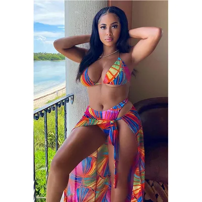 Swimsuit Sexy Sandy Three Piece Bikini European And American Foreign Trade Swimwear Bikini Photo Color Xl - Shop at LoveMi