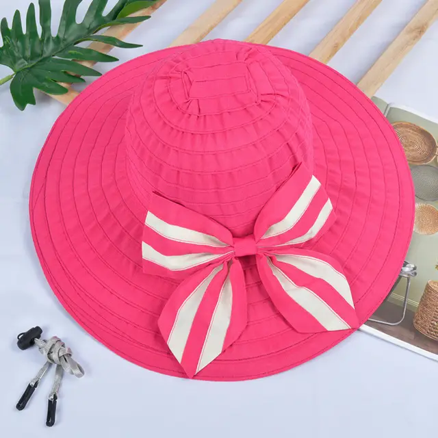 Sun Protection Foldable Beach Hat Rose Red - Shop at LoveMi