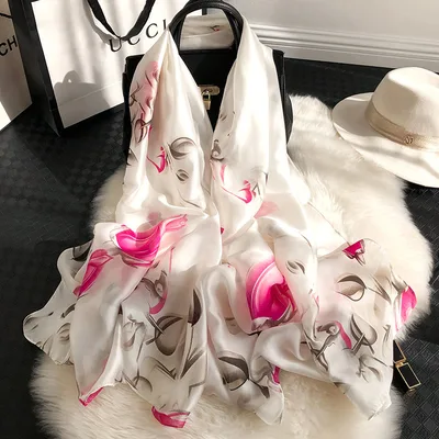 Silk Scarf Women's Wild Spring And Autumn Scarf To Keep Warm In Winter White - Shop at LoveMi