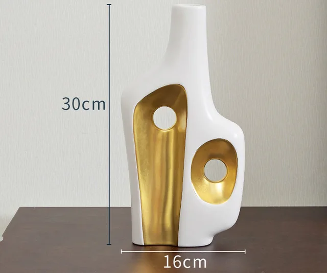Luxury Ceramic Vase Decoration Desktop Flower Arrangement Abstract Art Double Mouth White Floral Modern Home Decoration Wedding - Shop at LoveMi