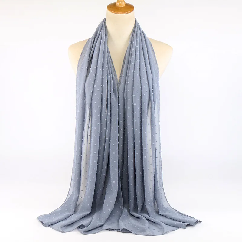 Thick Chiffon Long Scarf - Dark Grey
