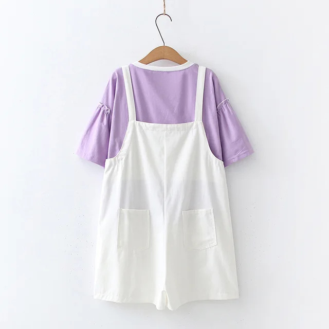 Girls' Small Fresh Suit Denim Strap Shorts White - Shop at LoveMi