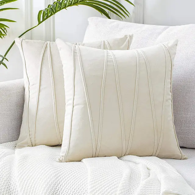 Household Vertical Strip Velvet Cushion Cover White - Shop at LoveMi