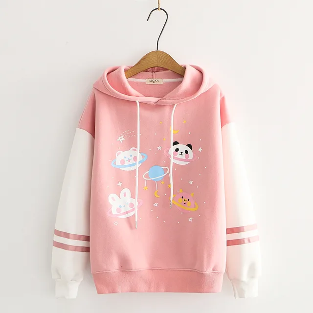 Animal Print Plus Velvet Warm Sweater Pink - Shop at LoveMi
