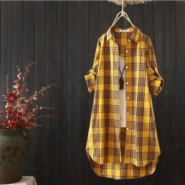 Long sleeved Blouse Shirt Jacket Plus Size Women's Clothing Yellow - Shop at LoveMi