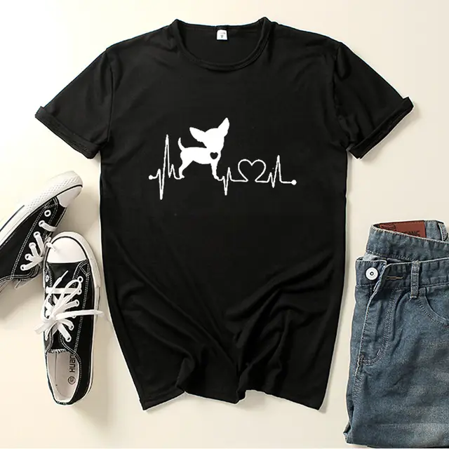 Dog Love Print Crew Neck T shirt Black - Shop at LoveMi