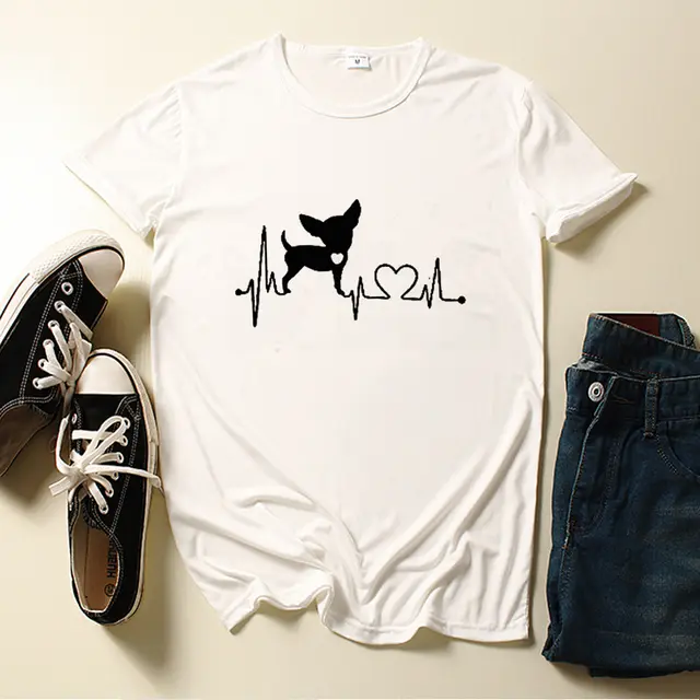 Dog Love Print Crew Neck T shirt White - Shop at LoveMi