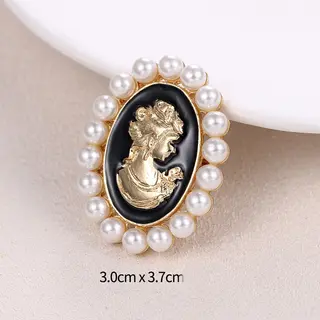 Fashion Vintage Palace Beauty Avatar Brooch - Black