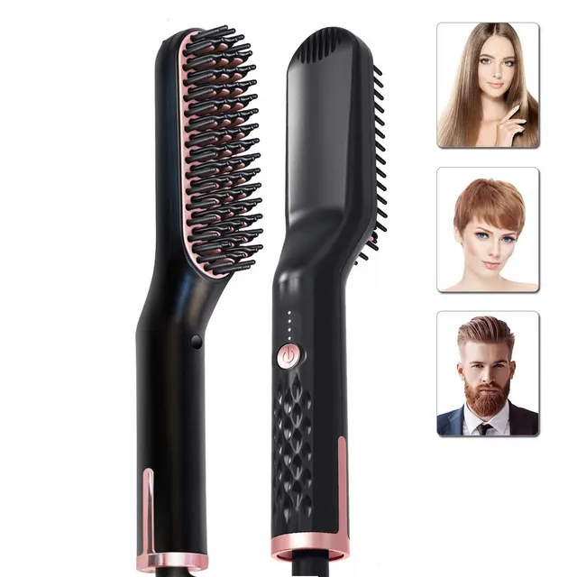 Hair Styling Comb Hair Straightener Comb Hair Straightener Black Pink - Shop at LoveMi