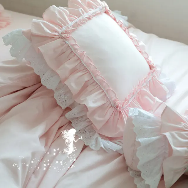 Top Luxury Khaki European Embroidery Cushion Cover Big Ruffle Lace Wrinkle Pillow Cover Cake Layers Princess Bedding Pillowcase Jade Pink 1 - Shop at LoveMi