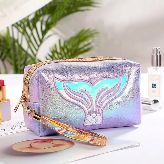 Colorful Pu Makeup Bag Cartoon Fishtail Women's Bag Violet - Shop at LoveMi