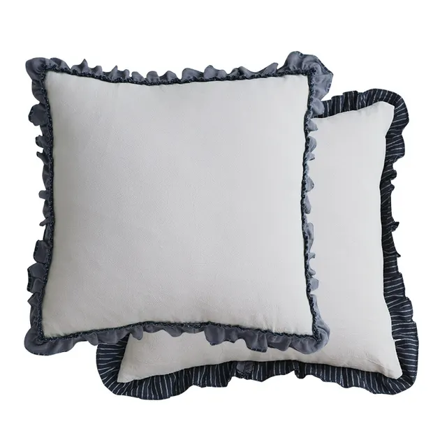 Pastoral Striped Sofa Cushion British Style Sweet Pillowcase C 1 Gray - Shop at LoveMi