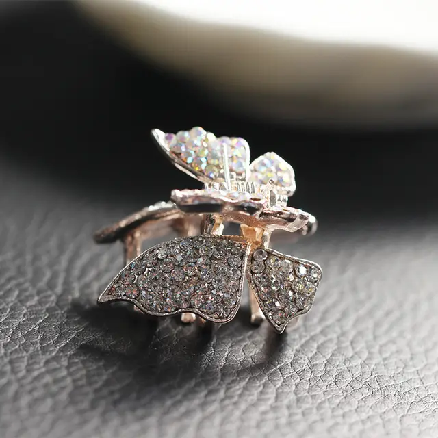 Trinket Plate Hair Top Clip Hair Catching Hairpin Rhinestone Hairpin Catching Card Catching Clip Butterfly 1 - Shop at LoveMi