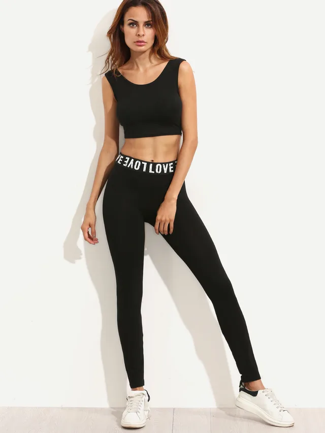 Love Printed Tight Fitting High Stretch Quick Drying Fitness Peach Hip Leggings Black - Shop at LoveMi