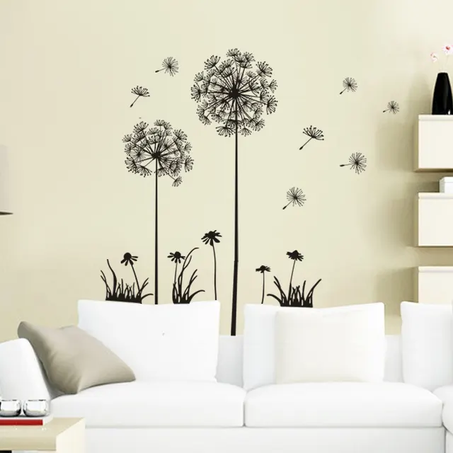 Sale Lm7030 Black Romantic Dandelion Sofa Bedroom Tv Background Sticker Pvc Wall Sticker 50X70Cm - Shop at LoveMi