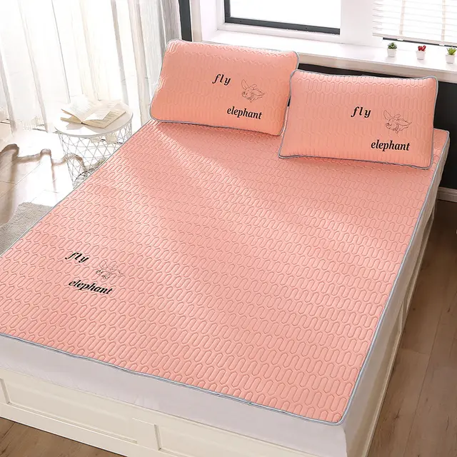 Latex Mat Three piece Washable Folding Ice Silk Mat Pink - Shop at LoveMi