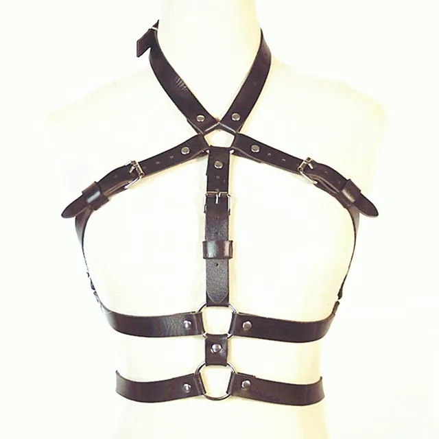 Laser Colorful Sexy Hot Bondage Strap Collar Waist Chain Brown - Shop at LoveMi