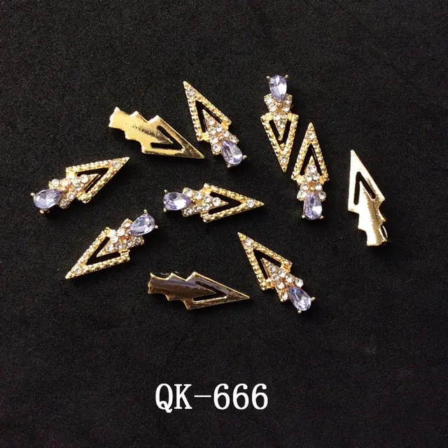 Butterfly Hollow Triangle Water Drop Pearl Colorful Diamond Metal Nail Art 10Style - Shop at LoveMi