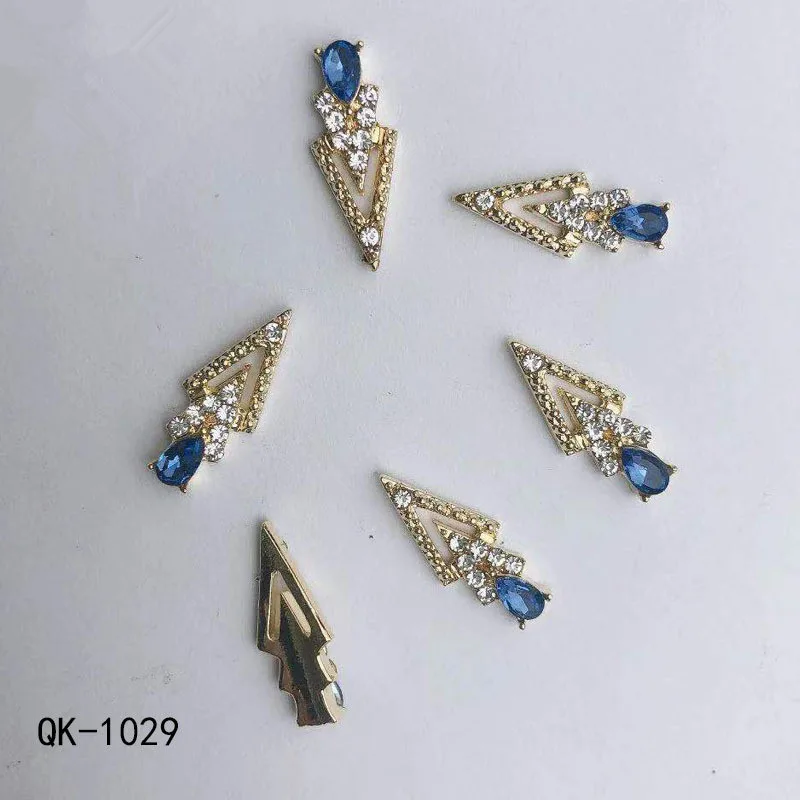 Butterfly Hollow Triangle Water Drop Pearl Colourful Diamond Metal Nail Art - 20Style