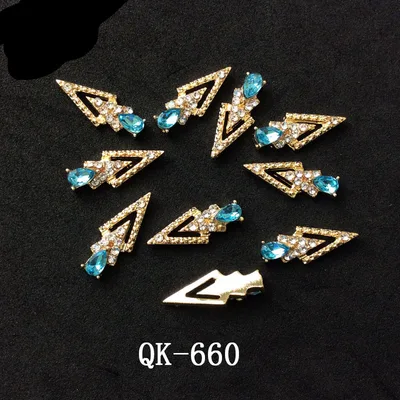Butterfly Hollow Triangle Water Drop Pearl Colorful Diamond Metal Nail Art 4Style - Shop at LoveMi