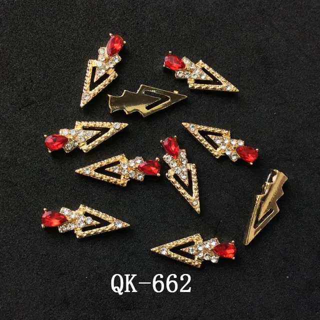 Butterfly Hollow Triangle Water Drop Pearl Colorful Diamond Metal Nail Art 6Style - Shop at LoveMi