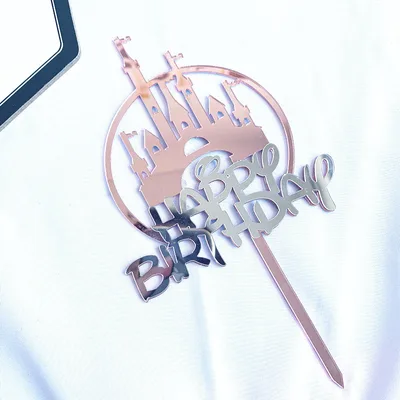Happy birthday acrylic cake decoration card Rose Gold - Shop at LoveMi
