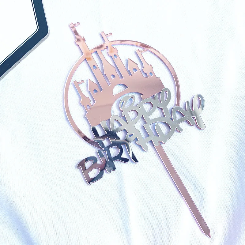 Happy birthday acrylic cake decoration card - Rose Gold