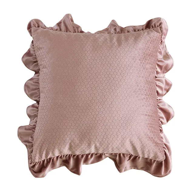 Jacquard Ruffle Cushion Cover Velvet Sofa Cushion Pillow Cover - Shop at LoveMi