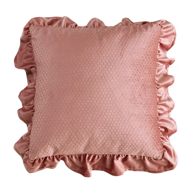 Jacquard Ruffle Cushion Cover Velvet Sofa Cushion Pillow Cover G - Shop at LoveMi