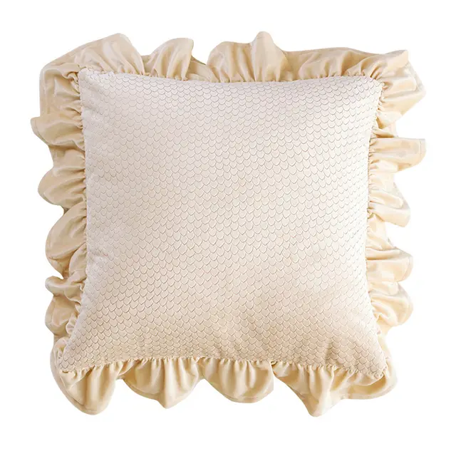 Jacquard Ruffle Cushion Cover Velvet Sofa Cushion Pillow Cover H - Shop at LoveMi