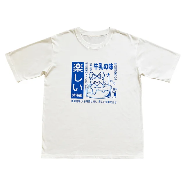 Girl Loose White Cotton Short Sleeved T shirt White - Shop at LoveMi