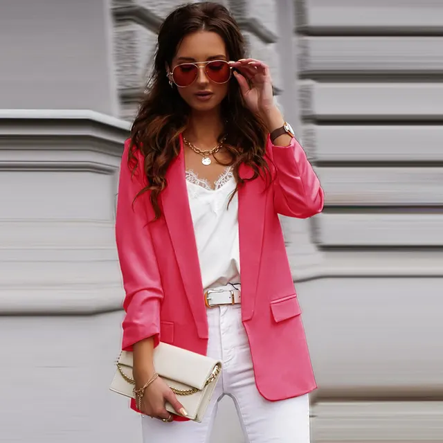 Casual Temperament Small Suit Jacket Top Rose Red - Shop at LoveMi