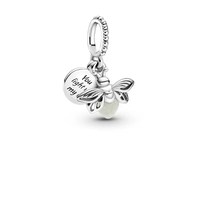 Guanghe Pan's new Product Sterling Silver S925 Bracelet Diy silver Beads Silver Charms Luminous Bee Pendant Flower Pendant Silver Silver - Shop at LoveMi