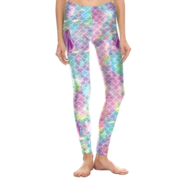 Summer Fish Scale Nine point Leggings M - Shop at LoveMi