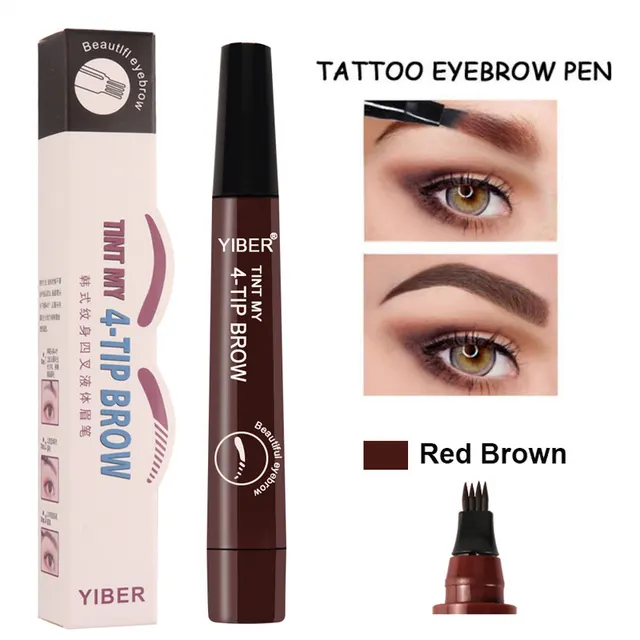 Drawing Eyebrow Pencil YIBER Eyebrow Pencil Double headed Four Bifurcated Liquid Eyebrow Pencil Thick Multi color Anti watercolor Makeup Dyed Eyebr... 03 - Shop at LoveMi