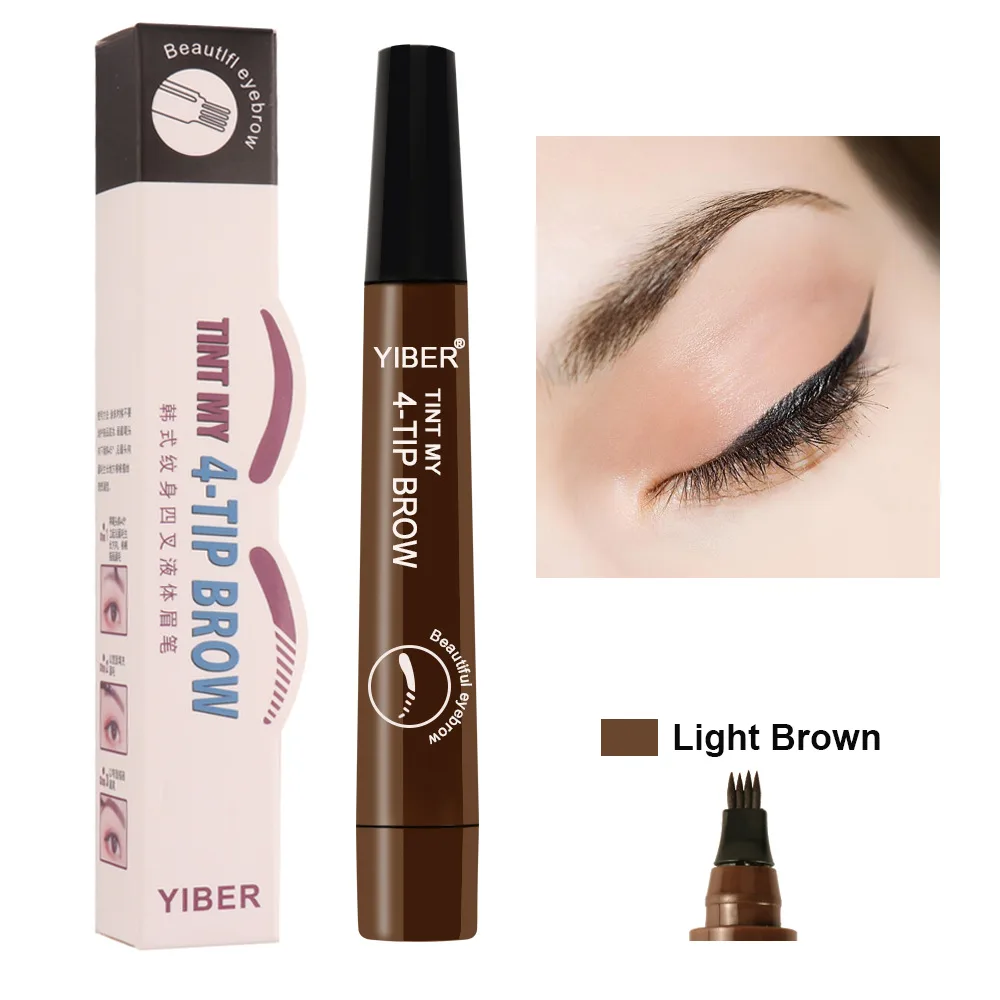 Drawing Eyebrow Pencil YIBER Eyebrow Pencil Double-headed Four Bifurcated Liquid Eyebrow Pencil Thick Multi-color Anti-watercolor Makeup Dyed Eyebr...