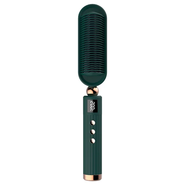 Straightening Comb And Curling Iron Dual purpose Artifact Household Non harmful Negative Curler Green - Shop at LoveMi