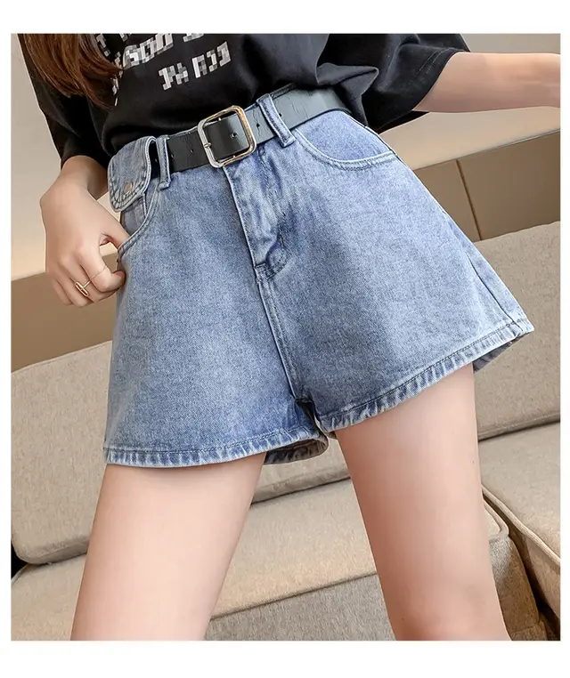 Denim Shorts Women Summer a Line High Waist 813 Navy - Shop at LoveMi