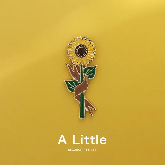 Sunflower Plant Brooch Men And Women Ins Trend Personality Creative Pin Metal Badge Plant Sunflower - Shop at LoveMi