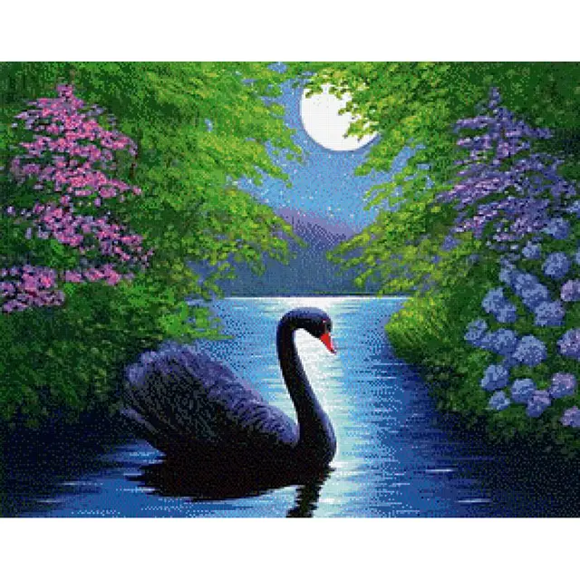 Diamond Painting Swan In Water Theme, 5D Full Square Frame, Diy, Custom Photo, 3D Embroidery, Cross Stitch, Mosaic, Decoration, Resin Square Diamond - Shop at LoveMi