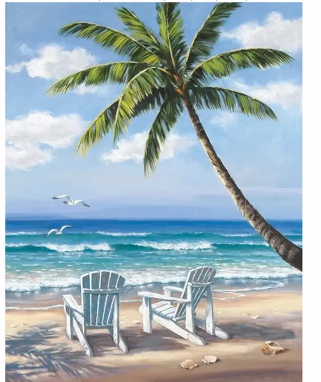 Cross border Diy Diamond Painting Seaside Beach Scenery Full Diamond Living Room Bedroom New Product Factory 50X65Cm - Shop at LoveMi